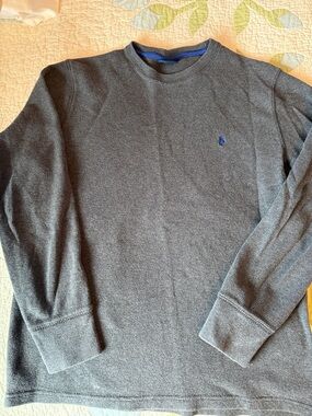 Ralph Lauren Men's Charcoal Crewneck Thermal Shirt with Blue Pony